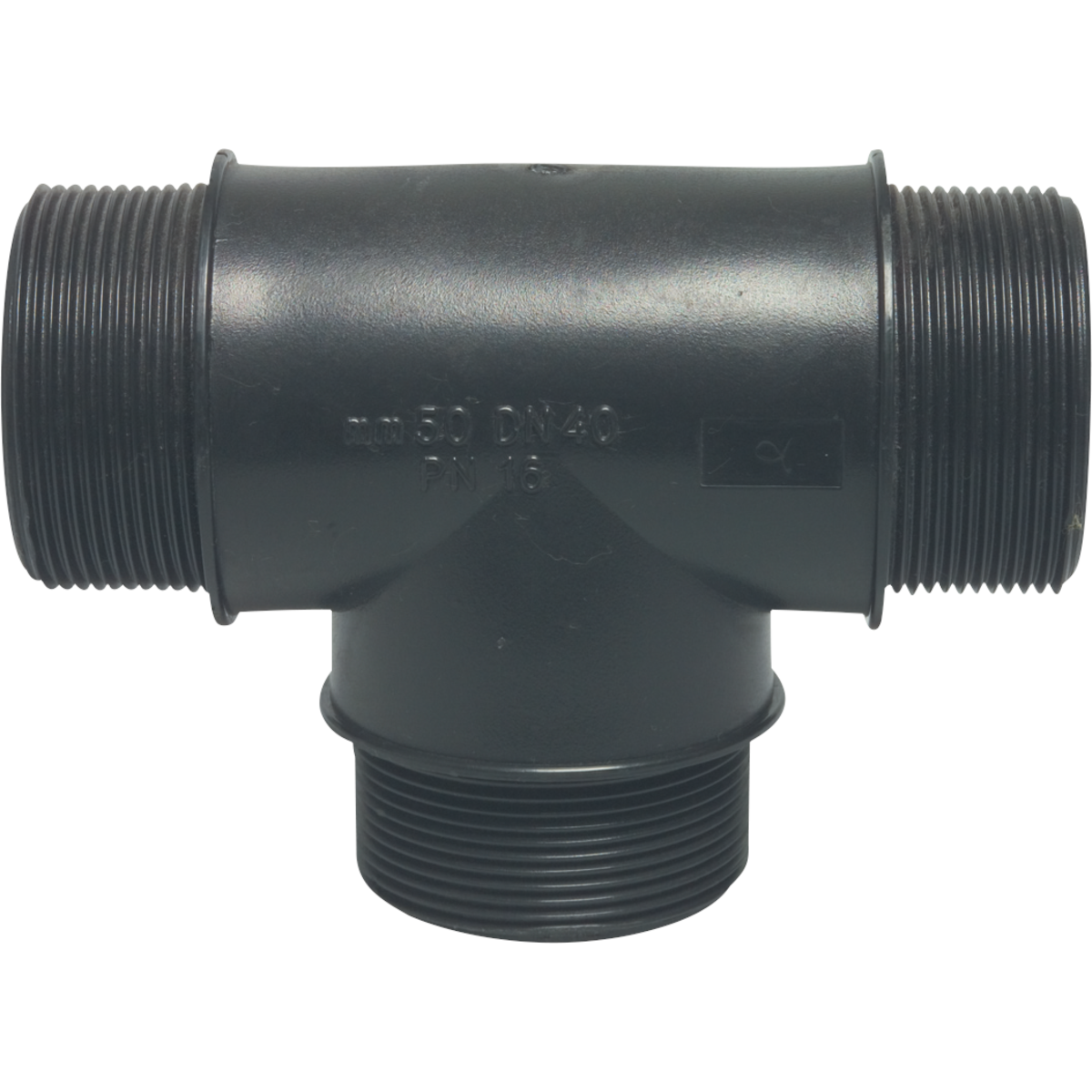 T-stuk 90§ PP buitendraad 10bar zwart