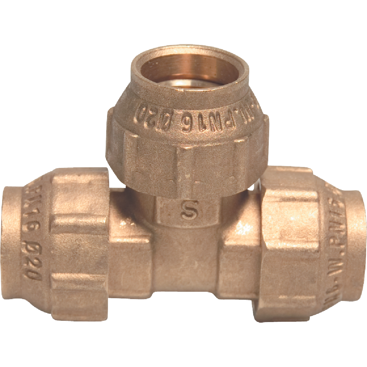 T-stuk 90ø messing knel 16bar DVGW