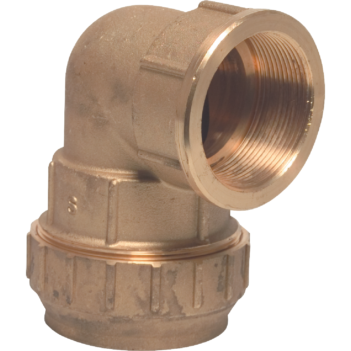 Knie 90§ messing knel x binnendraad