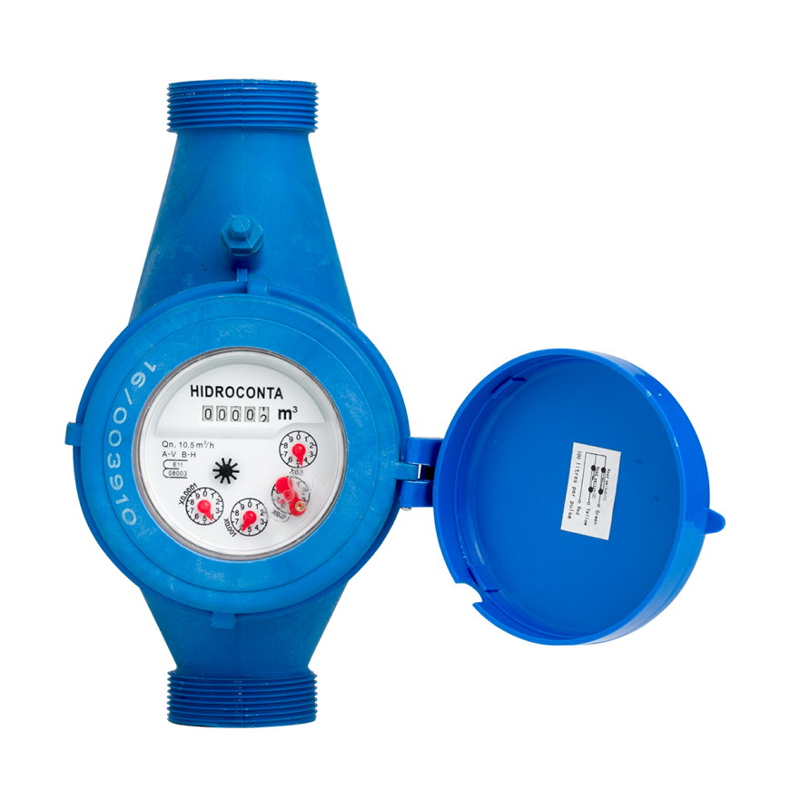 Watermeter type Hidrojet plastic 2x buitendraad incl. koppelingen