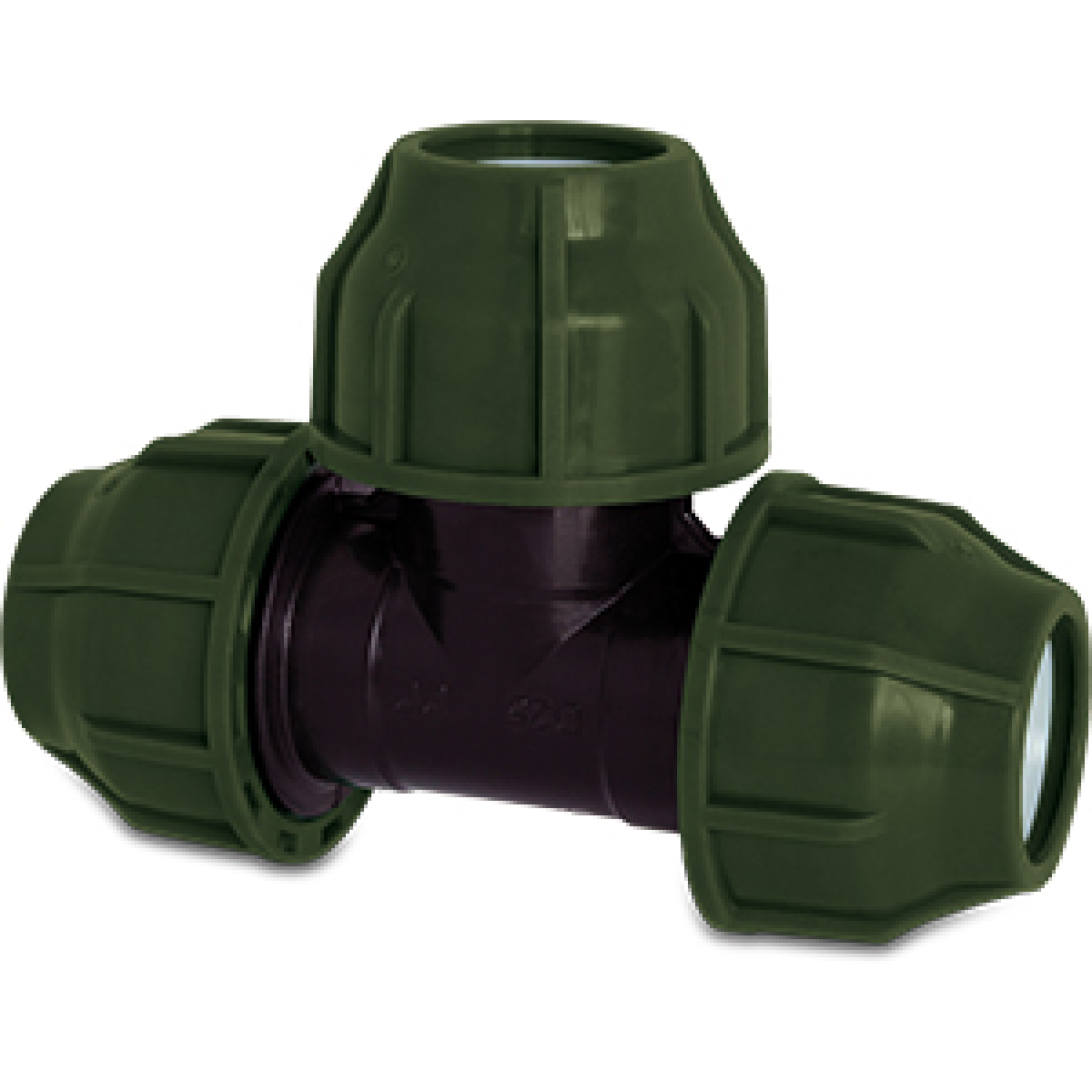 T-stuk 90§ PP knel 10bar zwart/groen