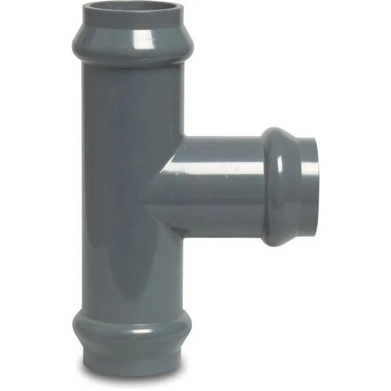 T-stuk 90ø PVC-U manchet 10bar grijs