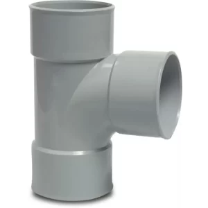 T-stuk 87§ PVC-U lijmmof grijs KOMO