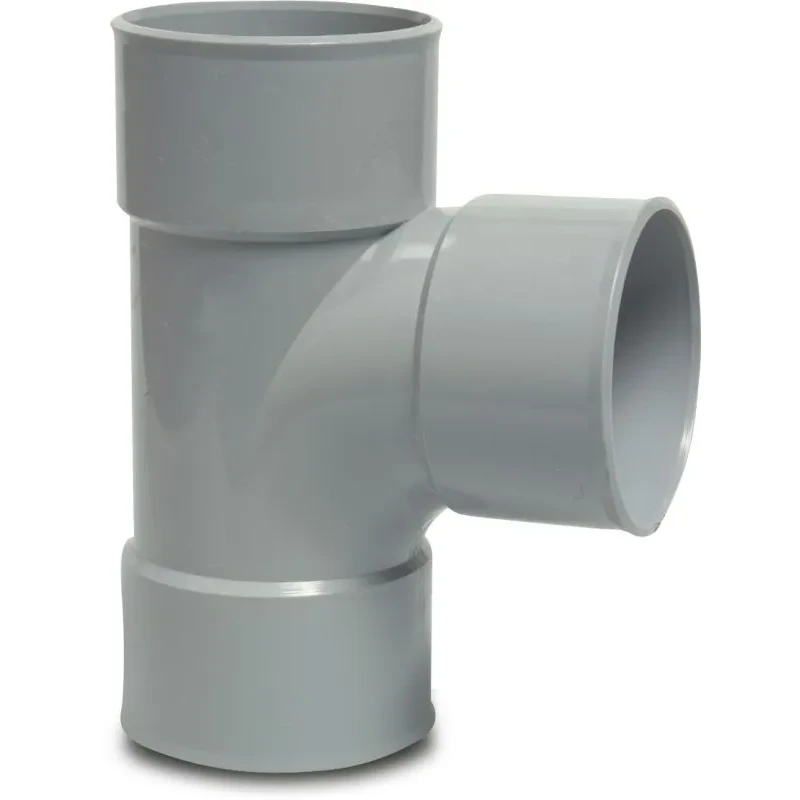 T-stuk 87§ PVC-U lijmmof grijs KOMO