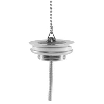 Afvoerplug met ketting en rubberen stop messing verchroomd 1�"