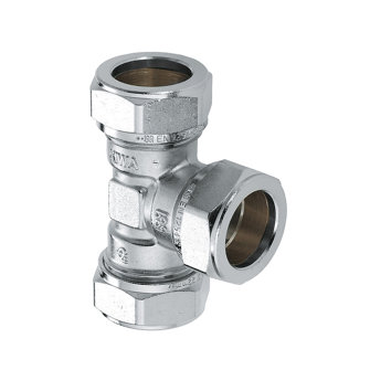 Bonfix T-stuk 90� messing vertind 3x knel Kiwa Gastec QA 22 x 22 x 22 mm