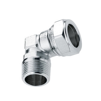 Bonfix draad knie 90� messing vertind buitendraad x knel Kiwa Gastec QA �" x 15 mm