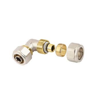 Bonfix knie 90� Alu-knel messing vernikkeld 2x knel 16 mm
