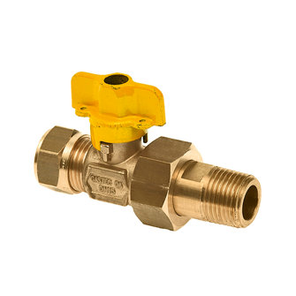 Bonfix kogelkraan 2-delig gas messing Gastec QA knel x buitendraad 15 mm x �"