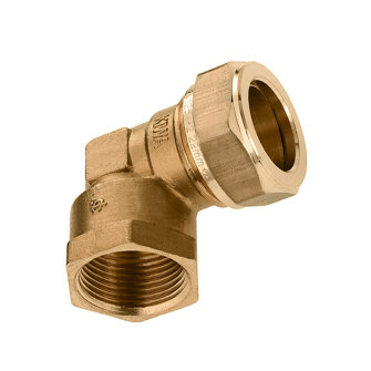 Bonfix schroef knie 90� messing binnendraad x knel Kiwa Gastec QA 3/8" x 15 mm