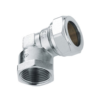 Bonfix schroef knie 90� messing vertind binnendraad x knel Kiwa Gastec QA �" x 15 mm