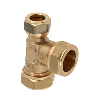 Bonfix verloop T-stuk 90� messing 3x knel Kiwa Gastec QA 15 x 15 x 12 mm
