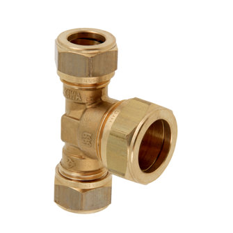Bonfix verloop T-stuk 90� messing 3x knel Kiwa Gastec QA 22 x 28 x 22 mm