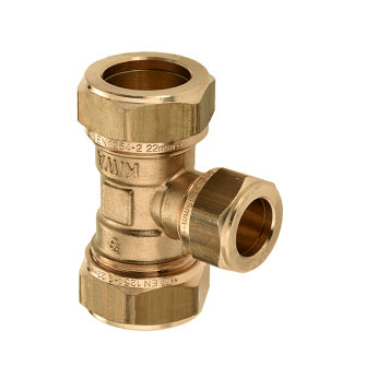Bonfix verloop T-stuk 90� messing 3x knel Kiwa Gastec QA 35 x 28 x 35 mm