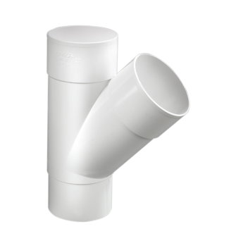 Dyka hwa T-stuk 45� pvc 2x inwendig lijm 1x verjongd spie wit 100 mm