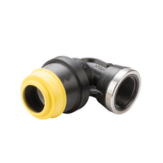 Hawle schroef knie 90� type K6435 steek x binnendraad zwart Gastec QA 20 mm x �"