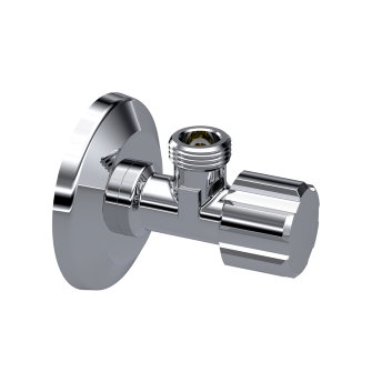 Hoekstopkraan messing verchroomd incl. rozet buitendraad �" x 3/8" Kiwa compact