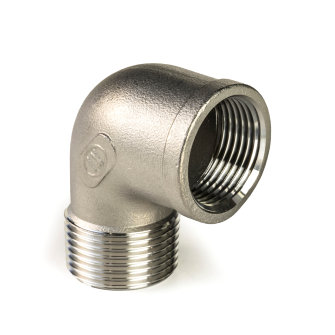 Knie 90� rvs 316L "lost wax" binnendraad x buitendraad BSP �"