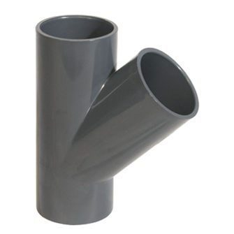 Pimtas T-stuk 45� pvc 3x inwendig lijm 16 bar 63 x 63 x 63 mm