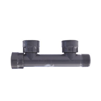 Rain waterverdeler met o-ring pvc 2 aftakkingen 1x buitendraad / 3x binnendraad 12 bar 1"