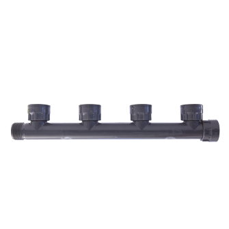Rain waterverdeler met o-ring pvc 4 aftakkingen 1x buitendraad / 5x binnendraad 12 bar 1"