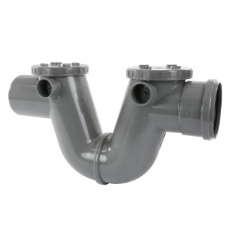 Rioolsifon met ontstoppingsmogelijkheid pvc 1x manchet/1x spie grijs SN4 200 mm