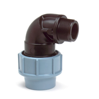 Unidelta Deltone draad knie 90� pp klem x buitendraad Kiwa 16 bar 90 mm x 3"