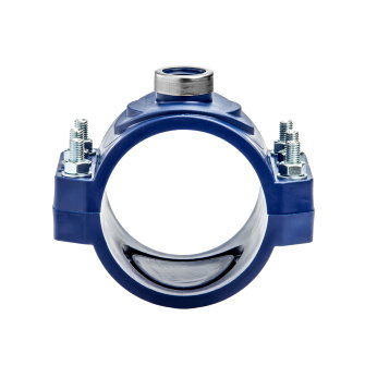 Unidelta aanboorzadel pp 1x bi.dr. blauw verstevigingsring incl. bouten en moeren 50 mm x 1¼"
