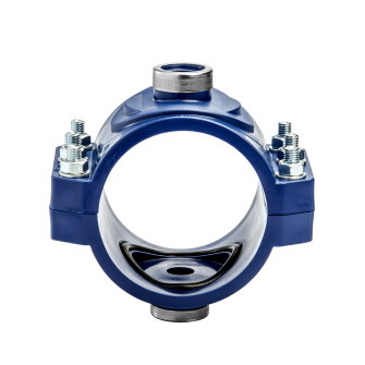 Unidelta aanboorzadel pp 2x bi. dr. blauw verstevigingsring incl. bouten en moeren 25 mm x ?"