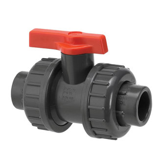 VDL laboratorium kogelkraan pvc-u 2x inwendig lijm / 2x wartel oranje hendel epdm 16 bar 12 mm