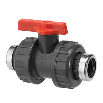 VDL laboratorium kogelkraan pvc-u rvs 2x bi.dr./2x wartel +ring oranje hendel epdm 16bar