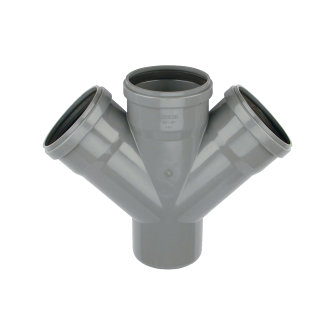 Wavin dubbel T-stuk 45� pvc 3x manchet/1x spie grijs KOMO SN4 110 mm