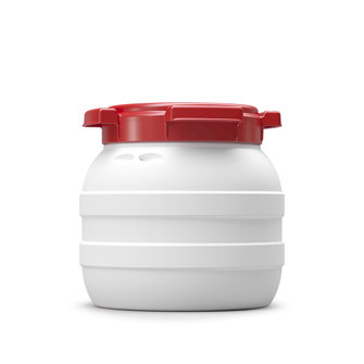 Wijdmonds vloeistofvat met schroefdeksel zonder handgrepen wit/rood 3