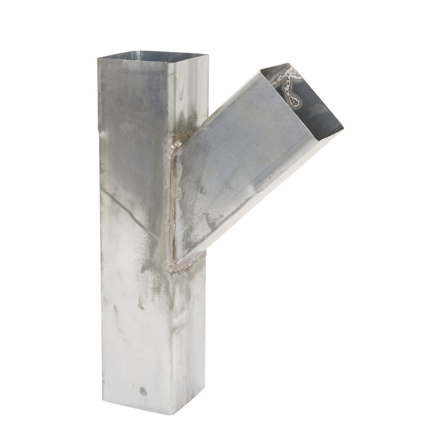 Hwa T-stuk 45° zink vierkant 2x mof / 1x spie 100 x 100 mm