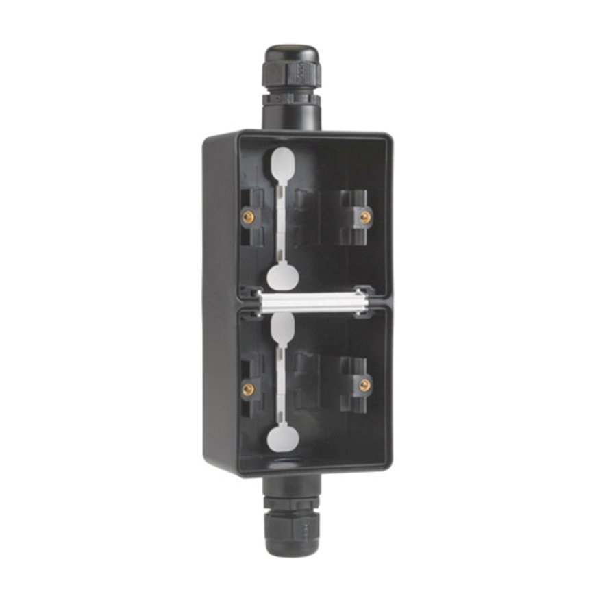 Niko New Hydro opbouwbak spwd verticaal zwart 1x M20 boveningang/1x M20 onderingang 2-voudig