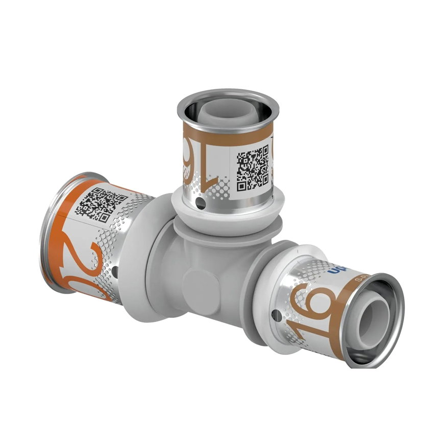 Uponor verloop T-stuk 90° S-Press Plus ppsu 3x pers Kiwa 20 x 16 x 16 mm