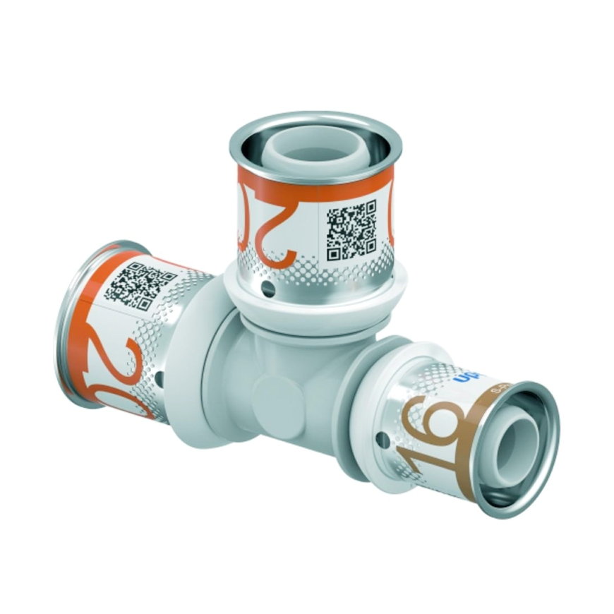Uponor verloop T-stuk 90° S-Press Plus ppsu 3x pers Kiwa 20 x 20 x 16 mm