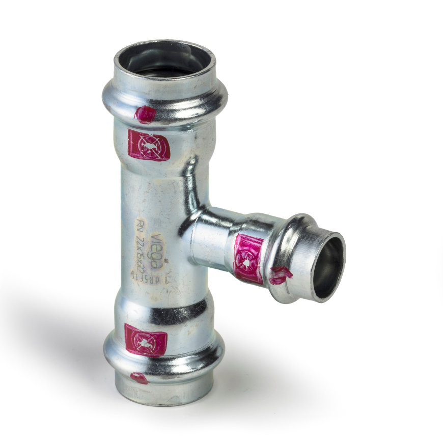 Viega Prestabo verloop T-stuk met SC-Contur type 1118 3x pers 42 x 22 x 42 mm