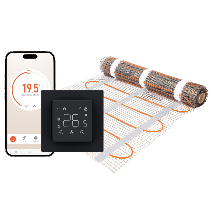 Vloerverwarmingsmat DCSM set thermostaat DOC3 zwart 9 m²