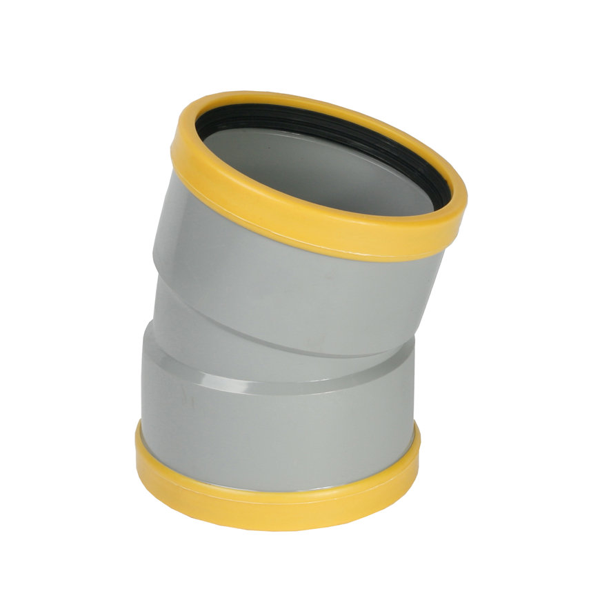 Wavin Wafix bocht 15° pvc 2x manchet grijs KOMO SN8 160 mm