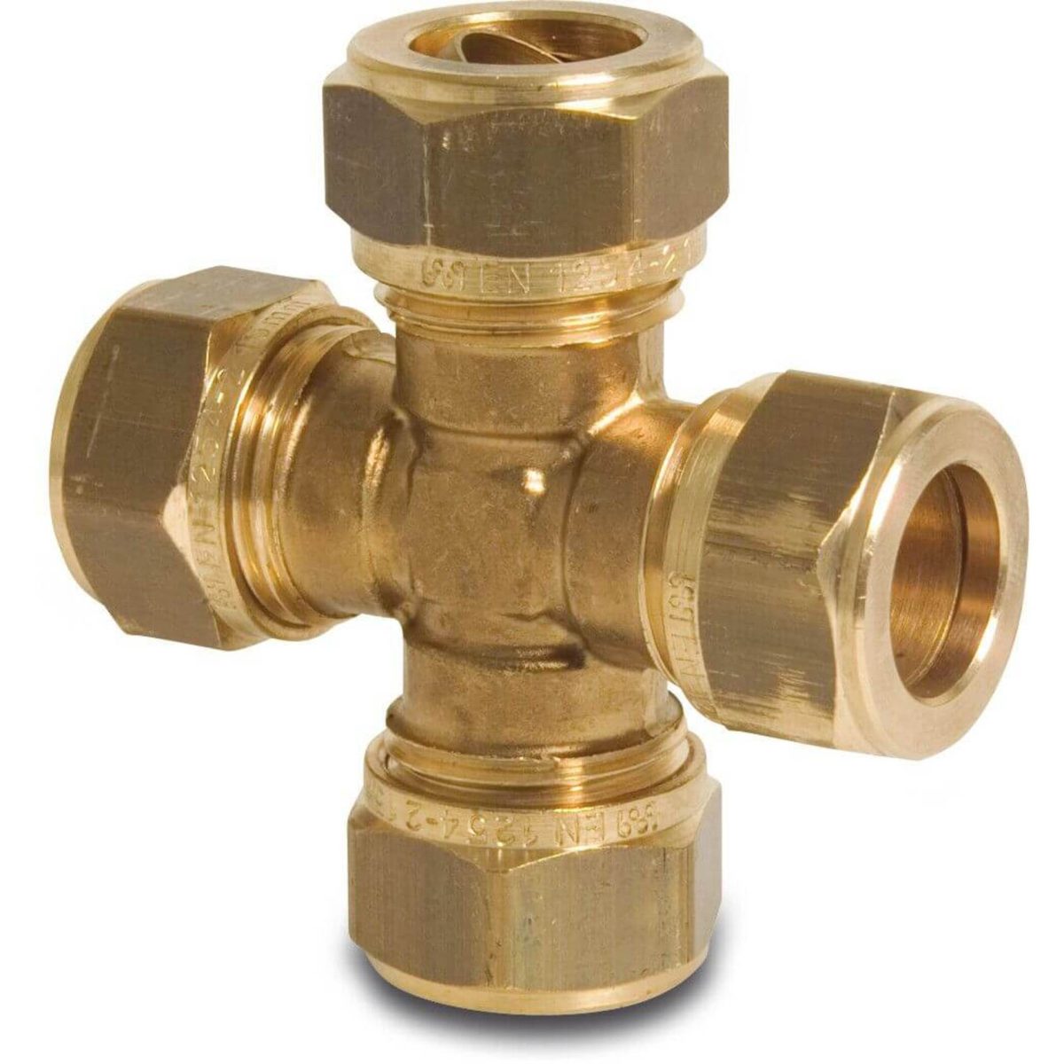Bonfix Kruisstuk messing 15 mm knel KIWA/GASTEC | Aantal 5 PCS