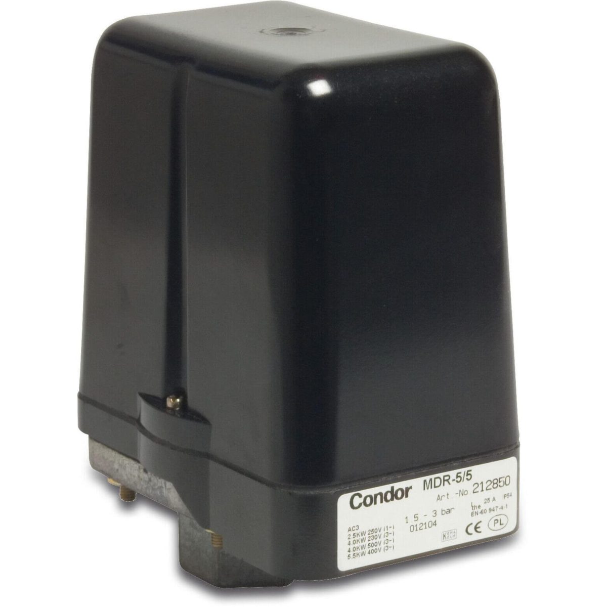 Condor Drukschakelaar 1/2" binnendraad 25A 230/400VAC type MDR 5-11 | Aantal 1 PCS