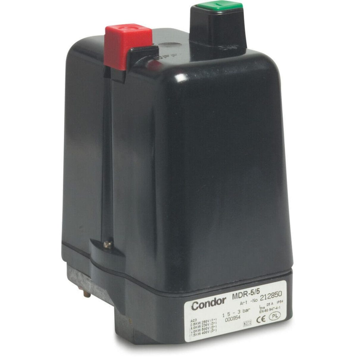 Condor Drukschakelaar – thermische beveiliging 1/2" binnendraad 4