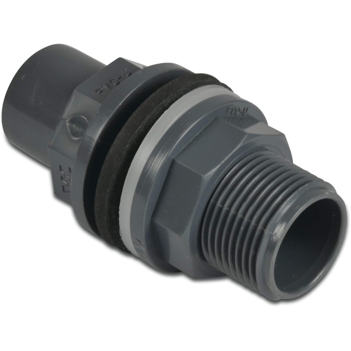 Doorvoer PVC-U 20/25 mm x 3/4" lijmmof/spie x buitendraad 10bar grijs P1 | Aantal 1 PCS