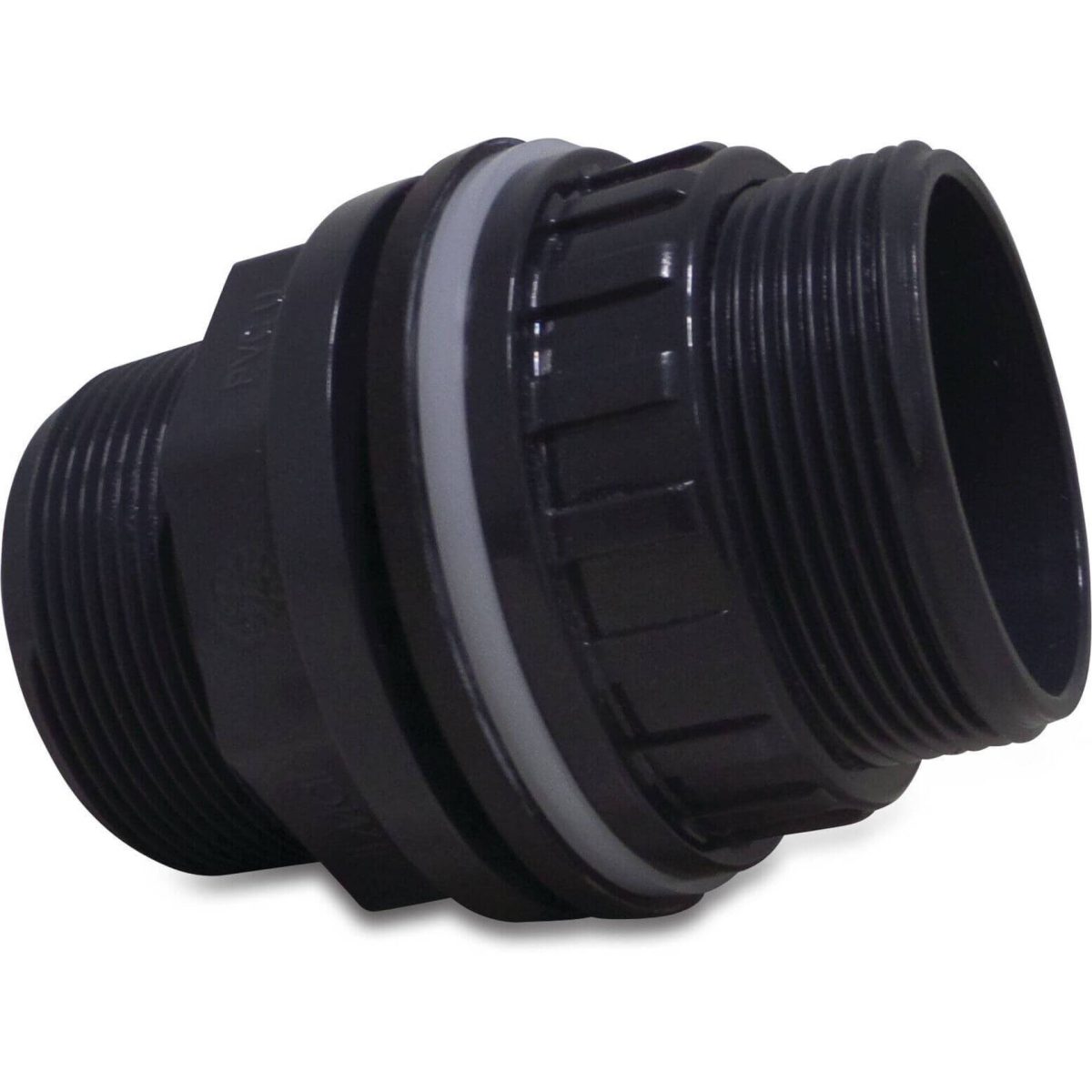 Doorvoer PVC-U 63 mm x 2 1/2" x 2 1/2" lijmmof x buitendraad x buitendraad 10bar grijs L1 | Aantal 1 PCS