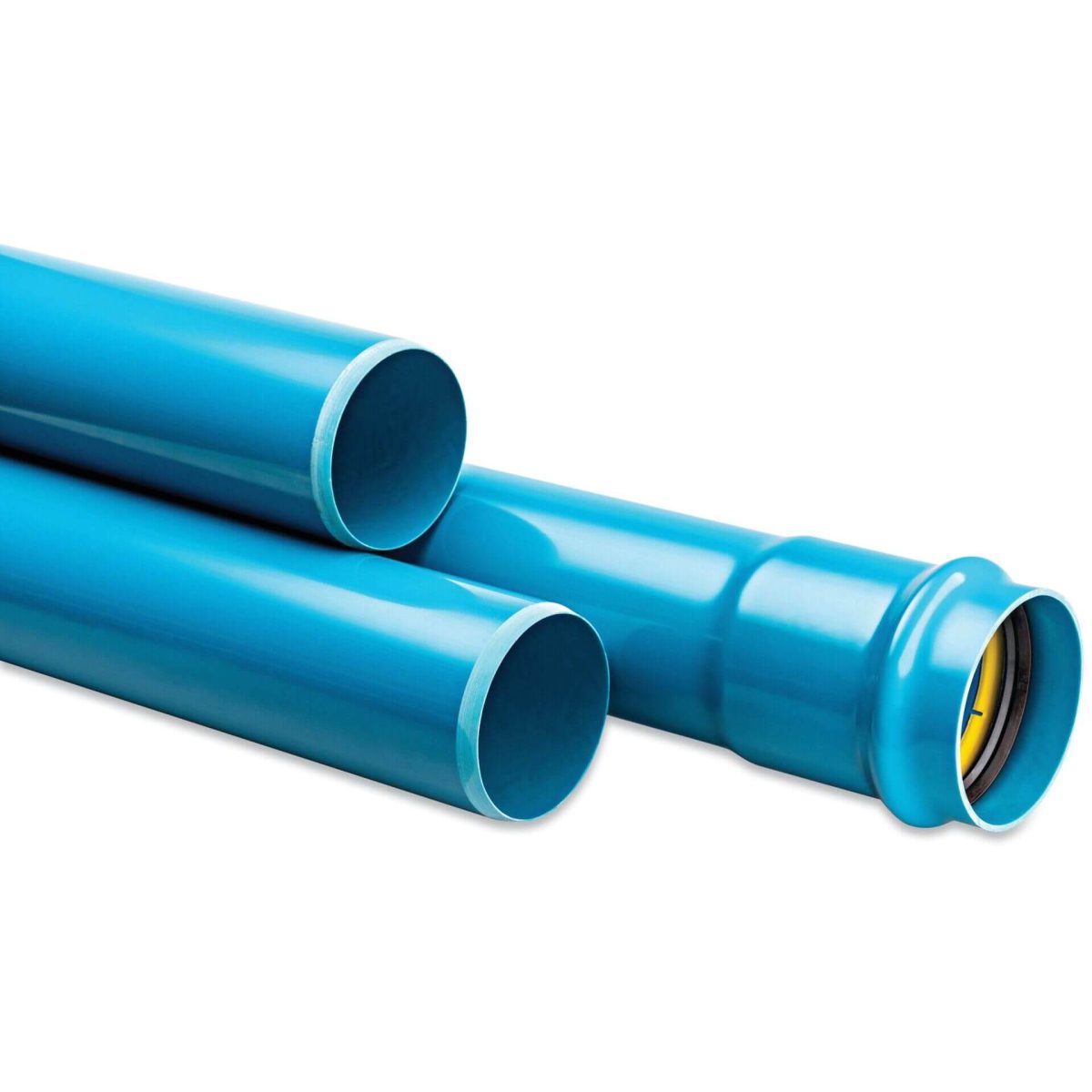 Drukbuis PVC-A 140 mm x 3.9 mm manchet x glad ISO-PN10 blauw 6m KIWA | Aantal 270 M