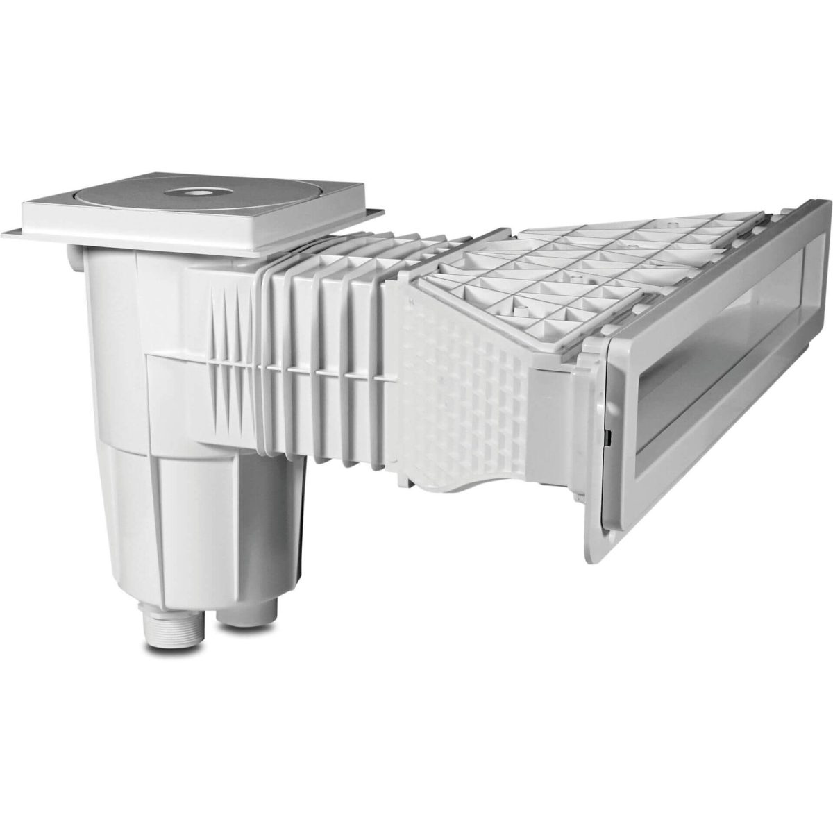 Flotide Skimmer ABS 1 1/2" x M6 binnendraad wit rechthoekig type High Waterline vinyl en liner zwembaden | Aantal 1 PCS