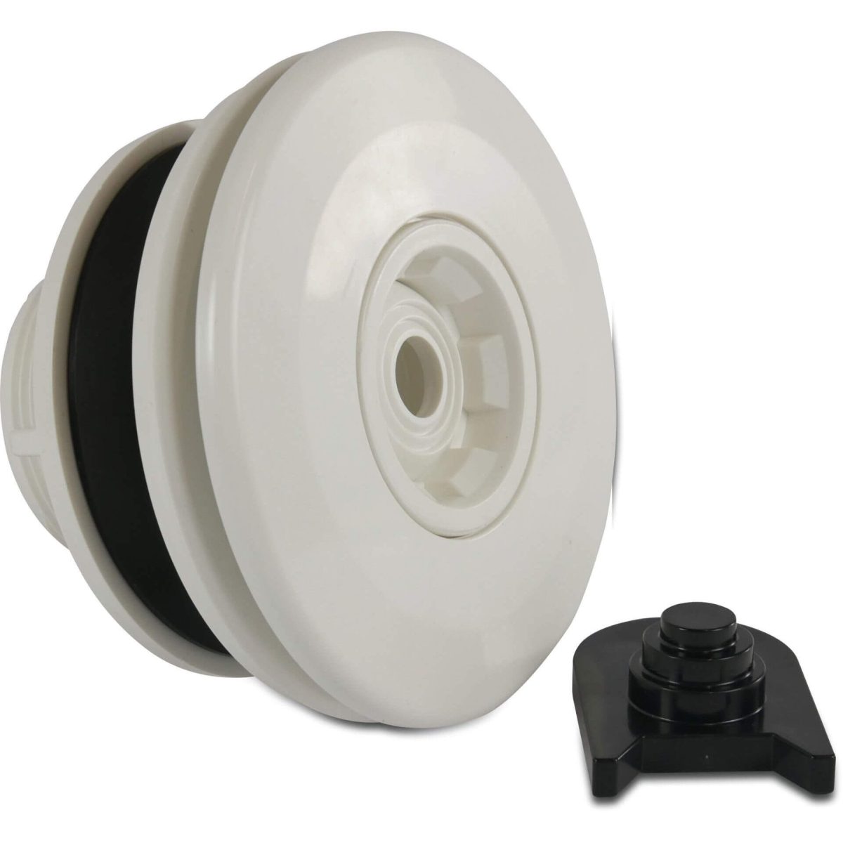 Flotide Verstelbare inspuiter ABS 50 mm x 2" lijmmof x buitendraad wit 14 mm nozzle voor linerbaden type met messing M5 draad | Aantal 1 PCS