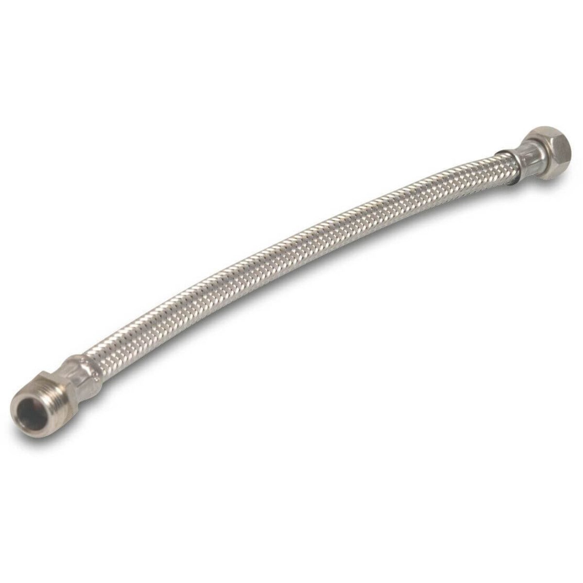 Gevlochten slang RVS/EPDM 1 1/4" buitendraad x wartel binnendraad 6bar DN32 50cm RVS messing buitendraad KTW/DVGW type recht | Aantal 10 PCS