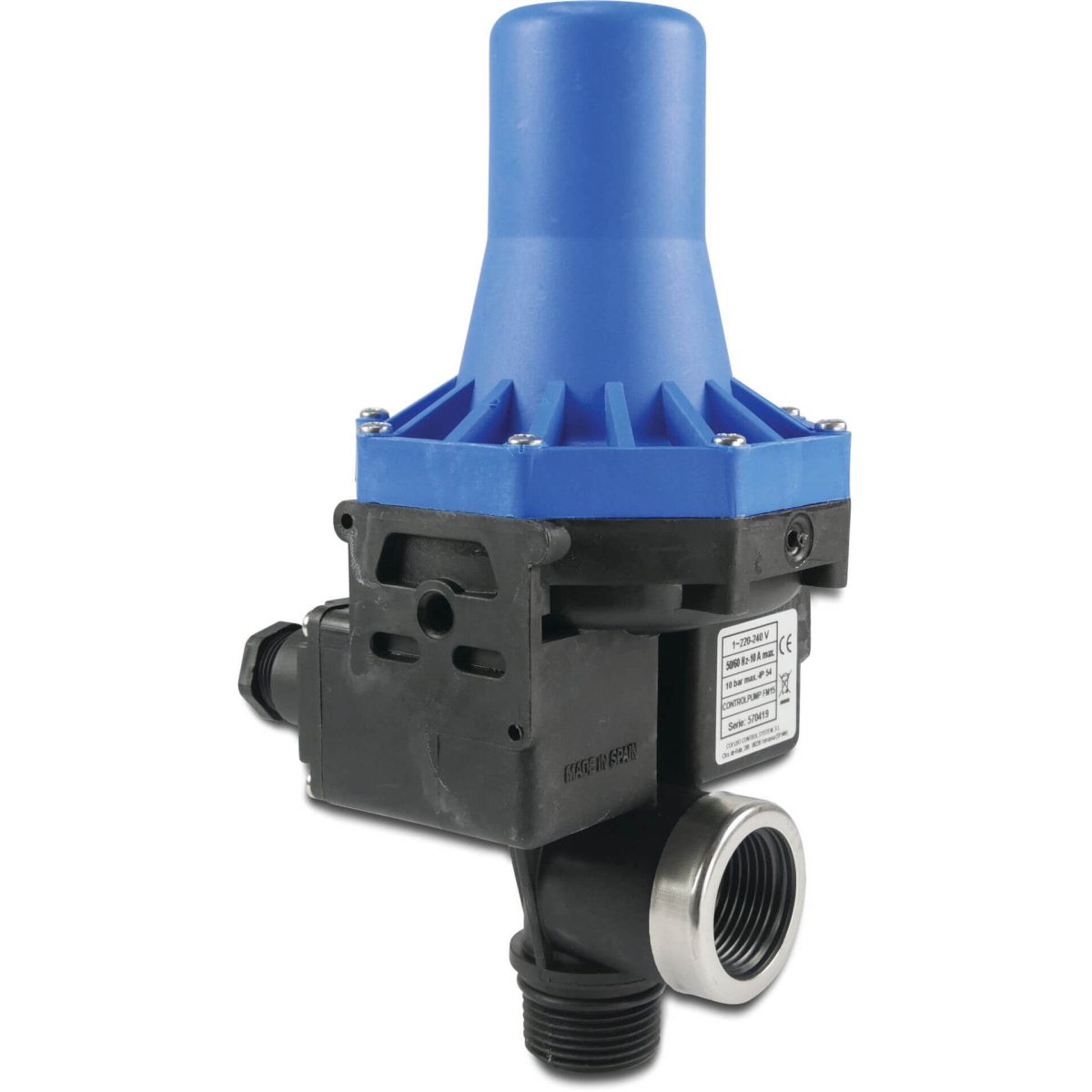 Idromat Press control met droogloopbeveiliging 1" buitendraad x binnendraad 10bar 10A 230VAC type compleet met bekabeling | Aantal 1 PCS